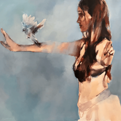 Blue bird calling by Helen van Stolk